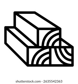 Three wooden planks line icon, forest industry concept. Vector graphics. Wood work with blank timbers, carpentry sign on white background, style mobile or design