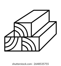 Three wooden planks thin line icon, forest industry concept. Vector graphics. Wood work with blank timbers, carpentry sign on white background, style mobile or design