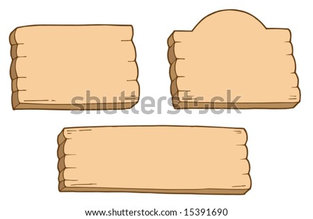 Three wooden signs - vector illustration.