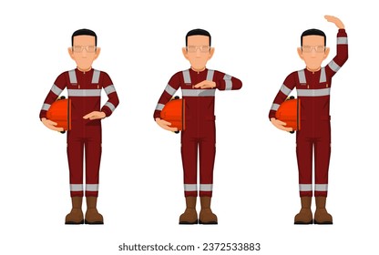 Three workers are presenting high,average,low
