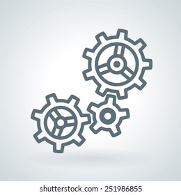 Three Working Gears detailed Line Icon