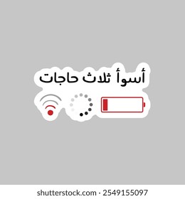 "Three worst things that could happen" in arabic Funny arabic typography, Arabic letters.Vector Eps 10