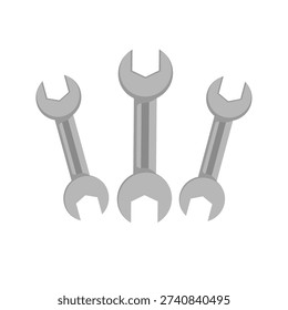 Three wrench vector illustration, wrench icon vector, wrench clip art, mechanic clip art, repair tool icon, isolated on white background