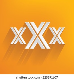 Three X concept on yellow background,clean vector
