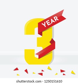 Three Year Anniversary. Vector Illustration Eps 10