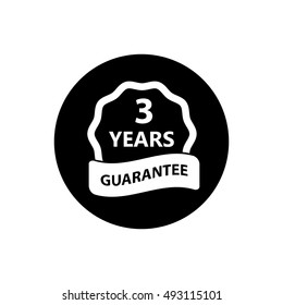 three year warranty, Vector on a black circular background