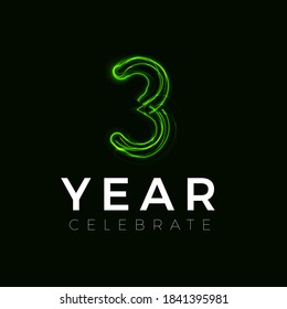 Three Years celebrate poster for party. 3 years sign. Third birthday celebrate. Number for Halloween. Vector illustration