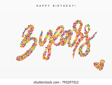 Three years, lettering sign from confetti. Holiday Happy birthday. Vector illustration. Three years, lettering sign from confetti. Holiday Happy birthday. Vector illustration.