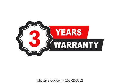 Three years warranty emblem, vector sticker design