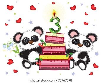 Three years,birthday postcard