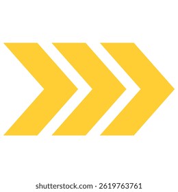 Three yellow arrows pointing to the right, symbolizing forward movement or progression
