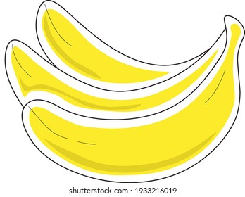 vector de tres frutos de banana amarilla