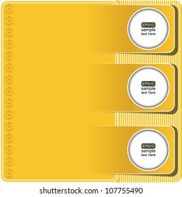 Three yellow cards with a pattern