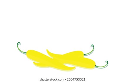 Three yellow Chilies isolated on white background. Long chili pepper illustration Editable vector EPS available