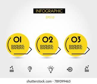 three yellow info circle in row,  concept of options