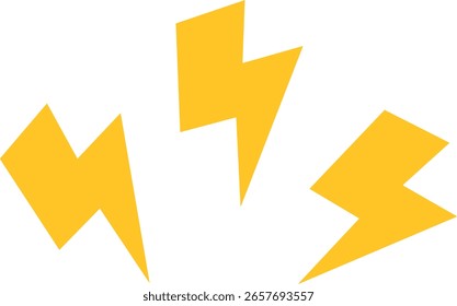 Three yellow lightning bolt icons 