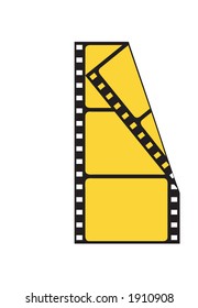 Three yellow movie frames edged