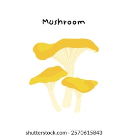 Three Yellow Mushrooms Vector Illustration : A vibrant vector illustration featuring three yellow mushrooms with detailed caps and stems, set against a clean background.