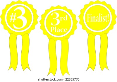 three yellow ribbon awards, #3, 3rd place and finalist!