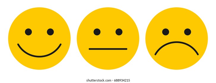 Three yellow smilies - stock vector