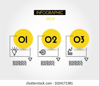 three yellow square options with icons,  concept of geometry