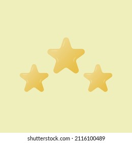 Three yellow stars glossy colors. Achievements for games. Customer rating feedback concept from client about employee of website. Realistic 3d design. For mobile applications. Vector illustration
