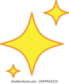 Three yellow stars with orange outlines, varying in size and arranged diagonally.