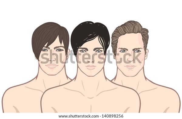 Three Young European Men Different Trendy Stock Vector Royalty
