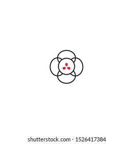 three zen japan in flower logo vector with outline and simple style