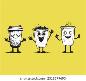 three zombie cups cutes smiling