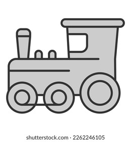 Three-axle steam locomotive - icon, illustration on white background, grey style