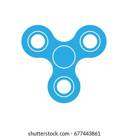 Three-bladed fidget spinner - popular toy and anti-stress tool. Blue simple flat vector icon isolated on white background.