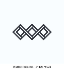 Three-box logo with lines and blank background