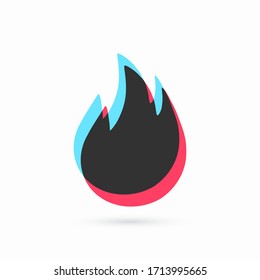 Three-color flame icon. Flame icon isolated on a white background. Fire burn emoji flames icon. Social media concept. Web design. Vector illustration