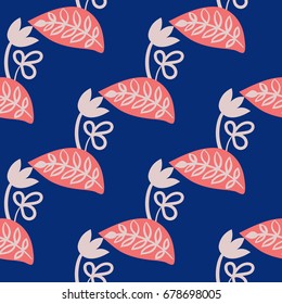 Three-color floral seamless pattern.