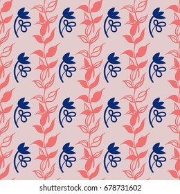 Three-color floral seamless pattern.