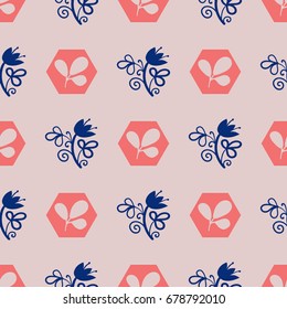 Three-color floral seamless pattern.
