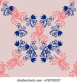 Three-color floral seamless pattern.