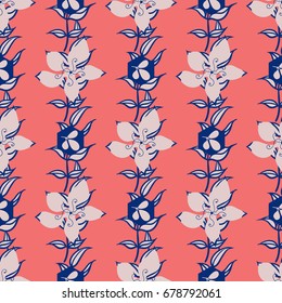 Three-color floral seamless pattern.