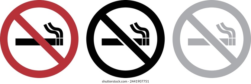 Three-color set of non-smoking symbols