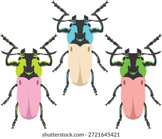 Ilustración de bicho de escudo de tres colores que simboliza la variedad y el diseño.