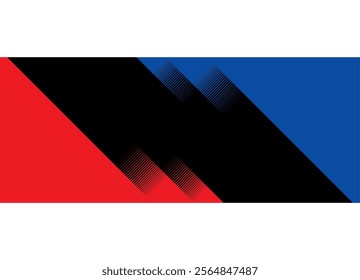 
Three-color vector transition from red to black to blue. Modern vector pattern. design element.  Trendy background. Broken lines.