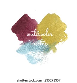 Three-color  watercolor texture. Vector illustration.