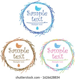 Three-color wreath set of thin twigs