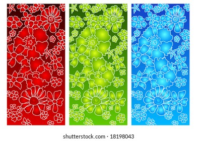 Three-colored floral background, element for design, vector illustration