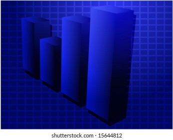 Three-d barchart financial diagram illustration over square grid