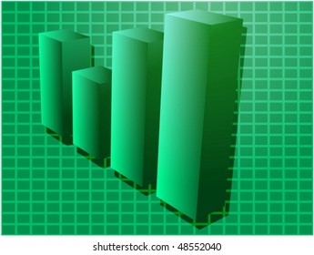 Three-d barchart financial diagram illustration over square grid vector