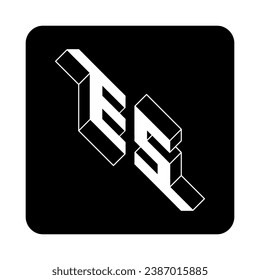 Three-dimension letter and number. E and 5 logo. E5 - monogram or logotype. Isometric 3d font for design. Outline fonts.