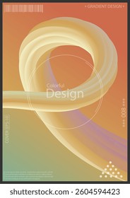 Three-dimensional 3D gradient line design.A plastic wavy curve. A design element for a poster, banner, flyer, cover, brochure and creative idea