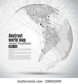 Three-dimensional abstract planet, Dot world map consisting of, representing the global, 
Global network connection,international meaning.